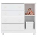 Ver imagem 6 de Cômoda Sapateira Infantil 1 Porta 4 Gavetas C/ Pés Doce Mel Branco