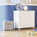 Ver imagem 7 de Cômoda Sapateira Infantil 1 Porta 4 Gavetas C/ Pés Doce Mel Branco