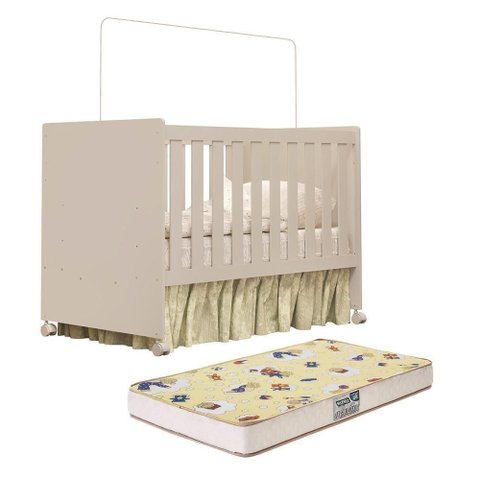 Berço Mini Cama Katatau Flex Areia Fosco com Colchão D18 de 10cm - Reller Móveis Areia Fosco