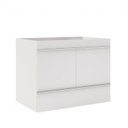 Ver imagem 2 de Conjunto para Banheiro Espelho Gabinete Lavatório em Porcelanato com Cuba Esculpida 80cm 