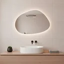 Ver imagem 1 de Espelho com Led Quente Decorativo de Parede Sala Quarto Banheiro Hall Camarim 44x64cm Mod. Nuvem