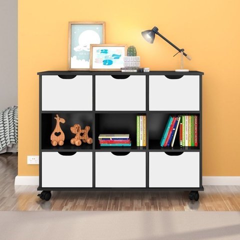 Conjunto Nicho Organizador 6 Gavetas Branco/Preto