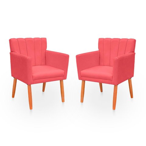 Kit com 2 Poltronas Cadeiras Elegante Confortável e Reforçada para Sala Carol Suede