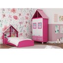 Ver imagem 1 de Quarto Infantil com Cama e Guarda Roupa Casinha 