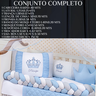 Enxoval Berço 11 Peças Menino Realeza Bordado com Mosquiteiro:azul - 6
