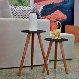 Kit 2 Mesinhas de Canto Decorativa Sala Quarto - 11