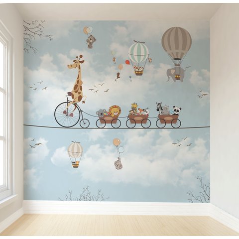 Papel de Parede Safári girafinha infantil para quarto de bebê PP01