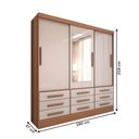 Ver imagem 5 de Guarda-roupa Casal Ferrara 3 Portas 9 Gavetas com Espelho Cinamomo/off White - Panorama Móveis