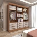 Ver imagem 2 de Guarda-roupa Casal Ferrara 3 Portas 9 Gavetas com Espelho Cinamomo/off White - Panorama Móveis