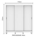 Ver imagem 3 de Guarda-Roupa Casal Madesa Lyon 3 Portas de Correr 2 Gavetas com Pés Branco Cor:Branco