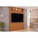 Ver imagem 1 de Rack Bancada C/ Painel P/ Tv até 65 Pol Pratic Ripado 1 Prateleira 183x240cm Freijo - Dj Móveis