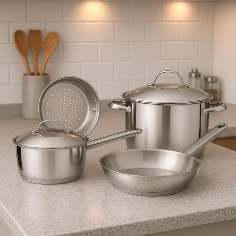 Jogo de Panelas Tramontina Allegra Aço Inox Fundo Triplo 4 Peças Indução