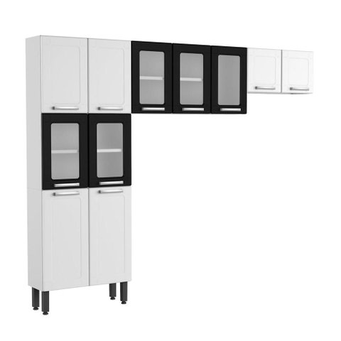 Cozinha Completa Compacta de Aço Preto Branco Bertolini