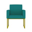 Ver imagem 2 de Kit Sofá 2 Lugares + 2 Poltronas Recepção Sala Base Dourada Cor:azul Turquesa Azul Turquesa