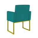 Ver imagem 5 de Kit Sofá 2 Lugares + 2 Poltronas Recepção Sala Base Dourada Cor:azul Turquesa Azul Turquesa