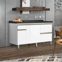 Ver imagem 1 de Gabinete Cozinha 100% MDF Armário Pia 144cm Portas e Gavetas: Branco