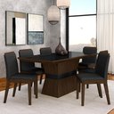 Ver imagem 1 de Conjunto Mesa de Jantar 6 Cadeiras Nairóbi Imbuia/preto/preto - Móveis Arapongas
