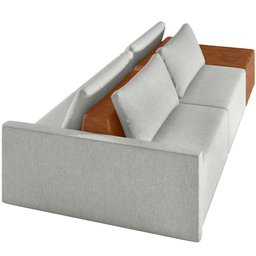 Sofá Ilha Modular para Sala 252cm com Puff Dublin K01 Linho Cinza Sintético Caramelo - Lyam Decor - 7