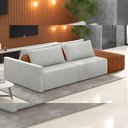Ver imagem 2 de Sofá Ilha Modular para Sala 252cm com Puff Dublin K01 Linho Cinza Sintético Caramelo - Lyam Decor
