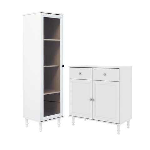 Cristaleira + Aparador Buffet Ditália E-963-r-629 Cor:branco