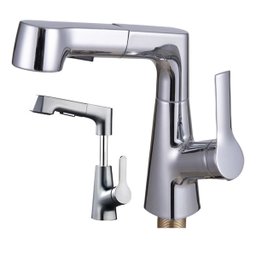 Torneira Gourmet Extensivel Banheiro Dois Jatos Articulada Ducha Monocomando Pia Mesa Bancada Agua Q - 1