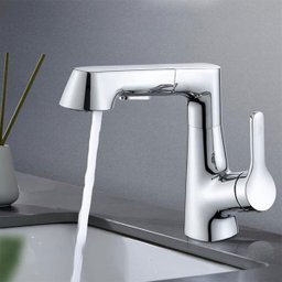 Torneira Gourmet Extensivel Banheiro Dois Jatos Articulada Ducha Monocomando Pia Mesa Bancada Agua Q - 3
