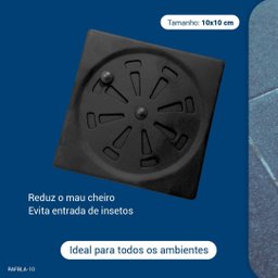 Ralo Grelha Quadrado Preto 10x10 Abre e Fecha Black Inox 201 - 5 Ralo Grelha Quadrado Preto 10x10 Abre e Fecha Black Inox 201 - 5