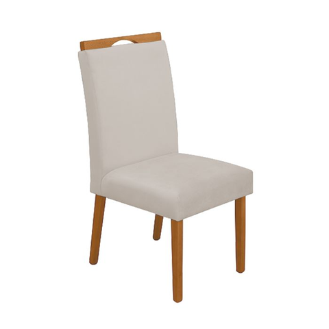 Cadeira Mesa de Jantar Madeira Maciça Veludo Premium Heloísa:bege/cerejeira