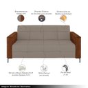 Ver imagem 3 de Sofá Living Decorativo Houston 2 Lugares 200cm Pés em Metal Veludo/ Pu Castor/ Marrom G33 - Gran Bel