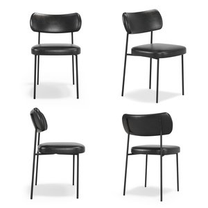 Conjunto 4 Cadeiras Estofadas Mila Laminada Pés em Aço Preto - Mobili