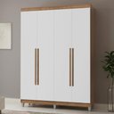 Ver imagem 1 de Guarda-Roupa Solteiro com Pés 4 Portas Batentes Rustic/Branco/Rustic Netuno Madesa
