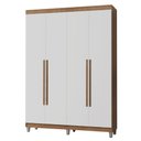 Ver imagem 2 de Guarda-Roupa Solteiro com Pés 4 Portas Batentes Rustic/Branco/Rustic Netuno Madesa