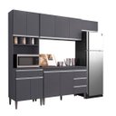 Ver imagem 1 de Cozinha Modulada 5 Peças com Tampo 241cm 10 Portas 4 Gavetas Natalie Cinza - ÉdeCasaMóveis                                                     