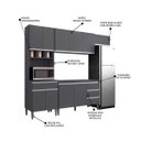 Ver imagem 3 de Cozinha Modulada 5 Peças com Tampo 241cm 10 Portas 4 Gavetas Natalie Cinza - ÉdeCasaMóveis                                                     