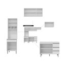 Ver imagem 4 de Cozinha Modulada 5 Peças com Tampo 241cm 10 Portas 4 Gavetas Natalie Cinza - ÉdeCasaMóveis                                                     