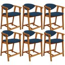 Ver imagem 1 de Kit 06 Banquetas Baixa para Cozinha Sala Jantar Bancada Cecília L02 Suede Azul Marinho - Lyam Decor