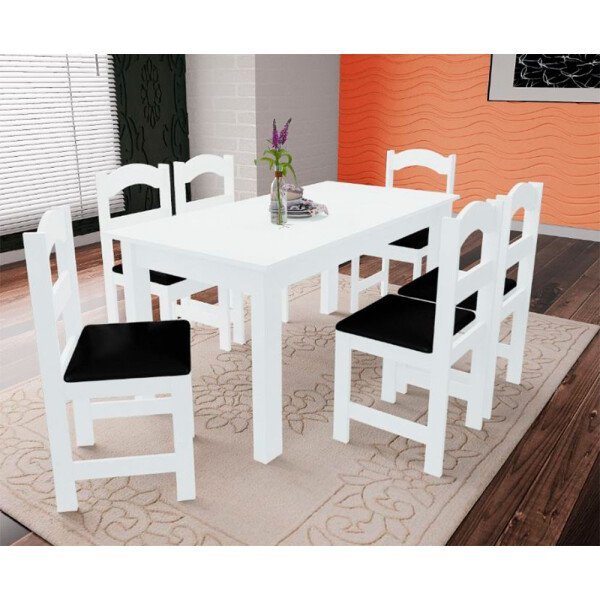 Conjunto de Mesa Com 4 Cadeiras Para Cozinha Tampo Retangular 1,06m Praiana  Araúna Off White e Bege