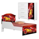 Ver imagem 1 de Mini Cama Infantil 153x79 e Comoda 4 Gavetas 1 Porta MDF Livia Vermelho Decmade