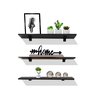 Kit Prateleira Decorativa Reta Simples MDF Preta 60x15cm 3 pçs - Smart Eco - 1