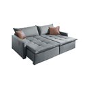 Ver imagem 2 de Estofado Cama Star 31 2,50 Metros Assento D28 Moderno Braço Reto 15cm - Chumbo