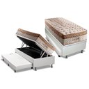 Ver imagem 1 de Cama Box Baú C/auxiliar Solteiro: Colchão Molas Paropas Masterpocket Eco Linho + Base Crc Courano