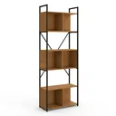 Ver imagem 2 de Estante de Livros Industrial 6 Prateleiras e Nichos 202x72cm LI014 Canela e Preto Fosco