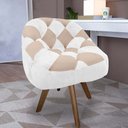 Ver imagem 1 de Poltrona Paloma Escritório Sala Giratória Madeira Suede Branco e Suede Bege Rosado - Dominic Decor