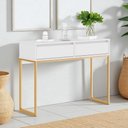 Ver imagem 1 de Buffet Aparador Retro Madeira 2 Gavetas Estilo Industrial - Branco Dourado
