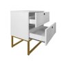 Kit 2 Mesas de Cabeceira Slim Branco 2 Gavetas Base Metálica Dourada - Belliv Decor - 4