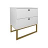 Kit 2 Mesas de Cabeceira Slim Branco 2 Gavetas Base Metálica Dourada - Belliv Decor - 2
