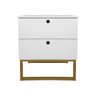 Kit 2 Mesas de Cabeceira Slim Branco 2 Gavetas Base Metálica Dourada - Belliv Decor - 3