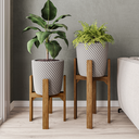 Ver imagem 1 de Kit 2 Suportes para Vaso em Madeira 40cm e 55cm de altura Decorativo