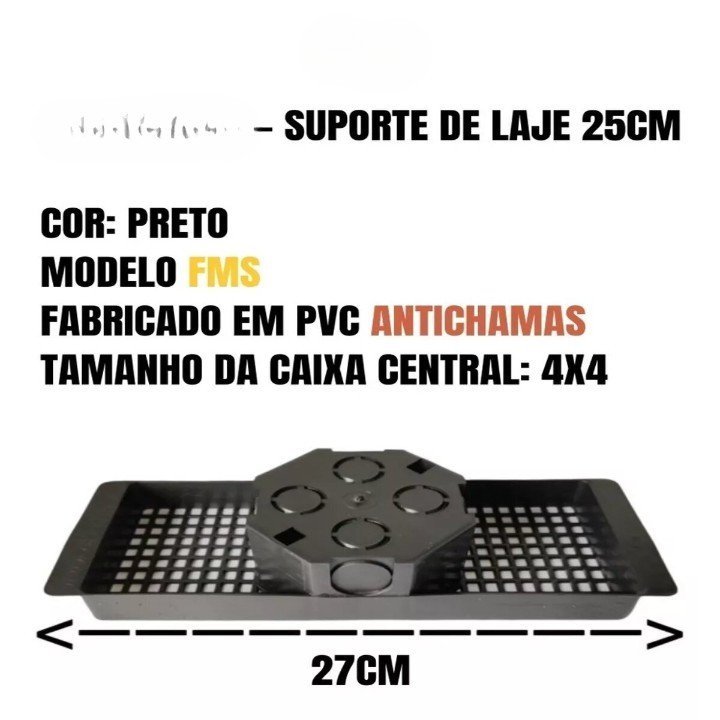 Kit 9 Caixas De Luz Teto Suporte Para Laje Piso 25cm Preta - 2