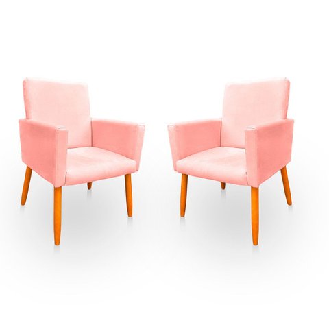 Kit 2 Poltronas Cadeira para Sala Confortável e Minimalista em Suede